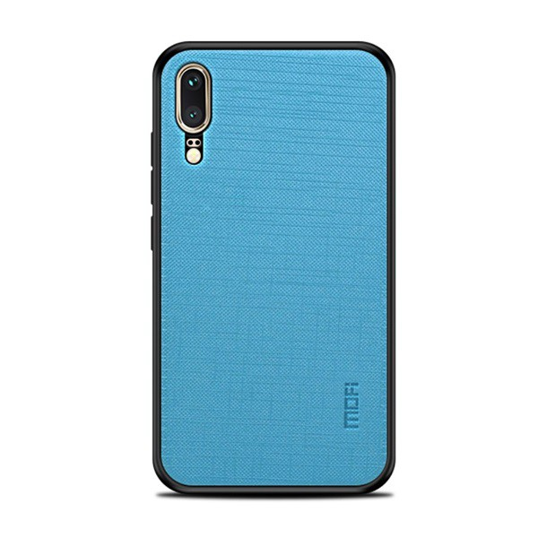 MOFI BRIGHT SHIELD műanyag telefonvédő (szilikon keret, textil hátlap) KÉK [Huawei P20] (5996457791781)