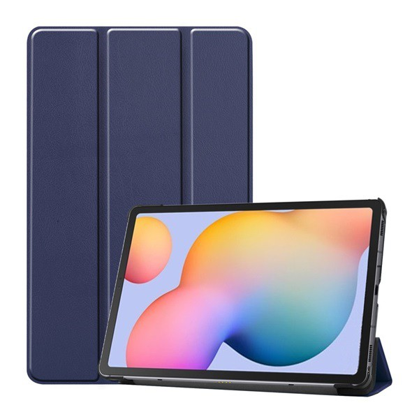 Tok álló, bőr hatású (FLIP, oldalra nyíló, TRIFOLD asztali tartó funkció) SÖTÉTKÉK [Samsung Galaxy Tab S6 Lite 10.4 LTE (SM-P619) 2022] (5996457983339)