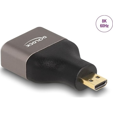 Adaptér HDMI Micro-D samec na A samice 8K 60 Hz šedý Delock 60079