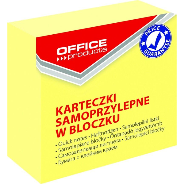  Office Products Mini kostka samoprzylepna OFFICE PRODUCTS, 50x50mm, 1x400 kart., pastel, jasnożółta