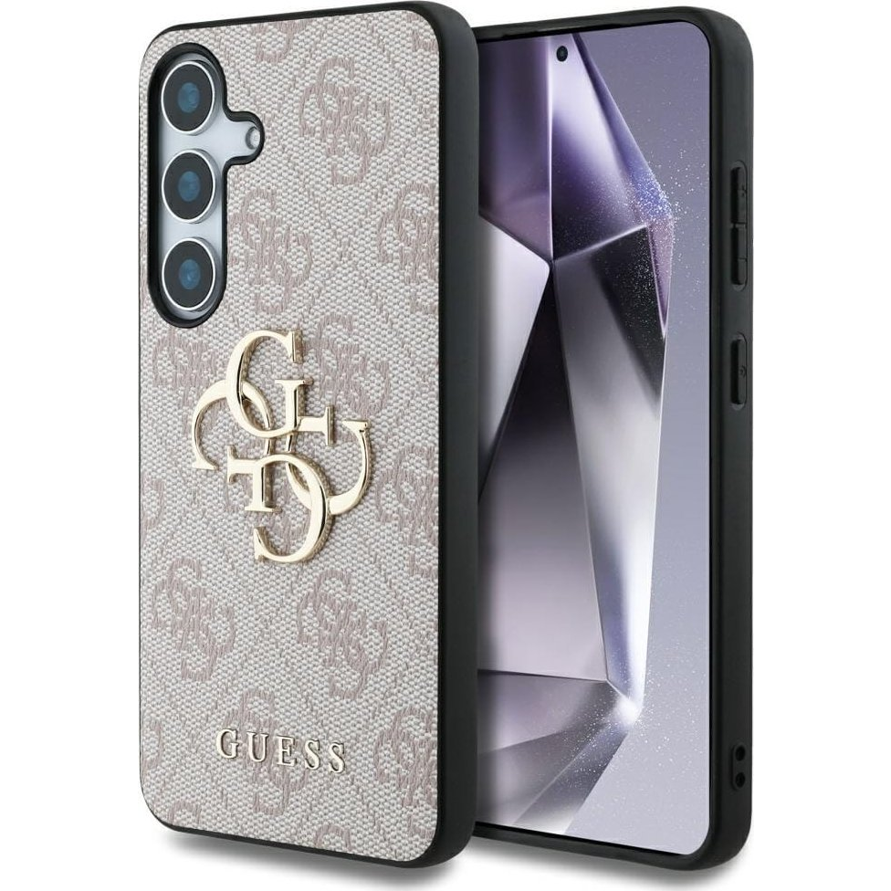 Samsung S25 Guess 4G Big Logo Szilikon Telefonvédő Ütésállóság, Bőr Hatású Hátlap, Rózsaszín (GUHCS25S4GMGPI)