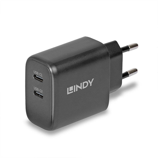 Lindy 73438 oplader til mobil enhed Universel Sort Vekselstrøm Hurtig opladning Indendørs