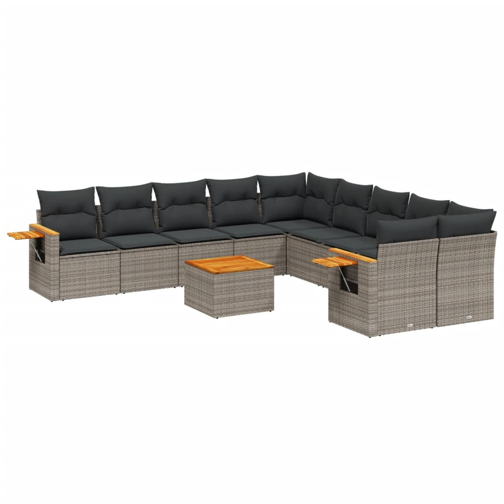 11 részes szürke polyrattan kerti ülőgarnitúra párnákkal (3227201)