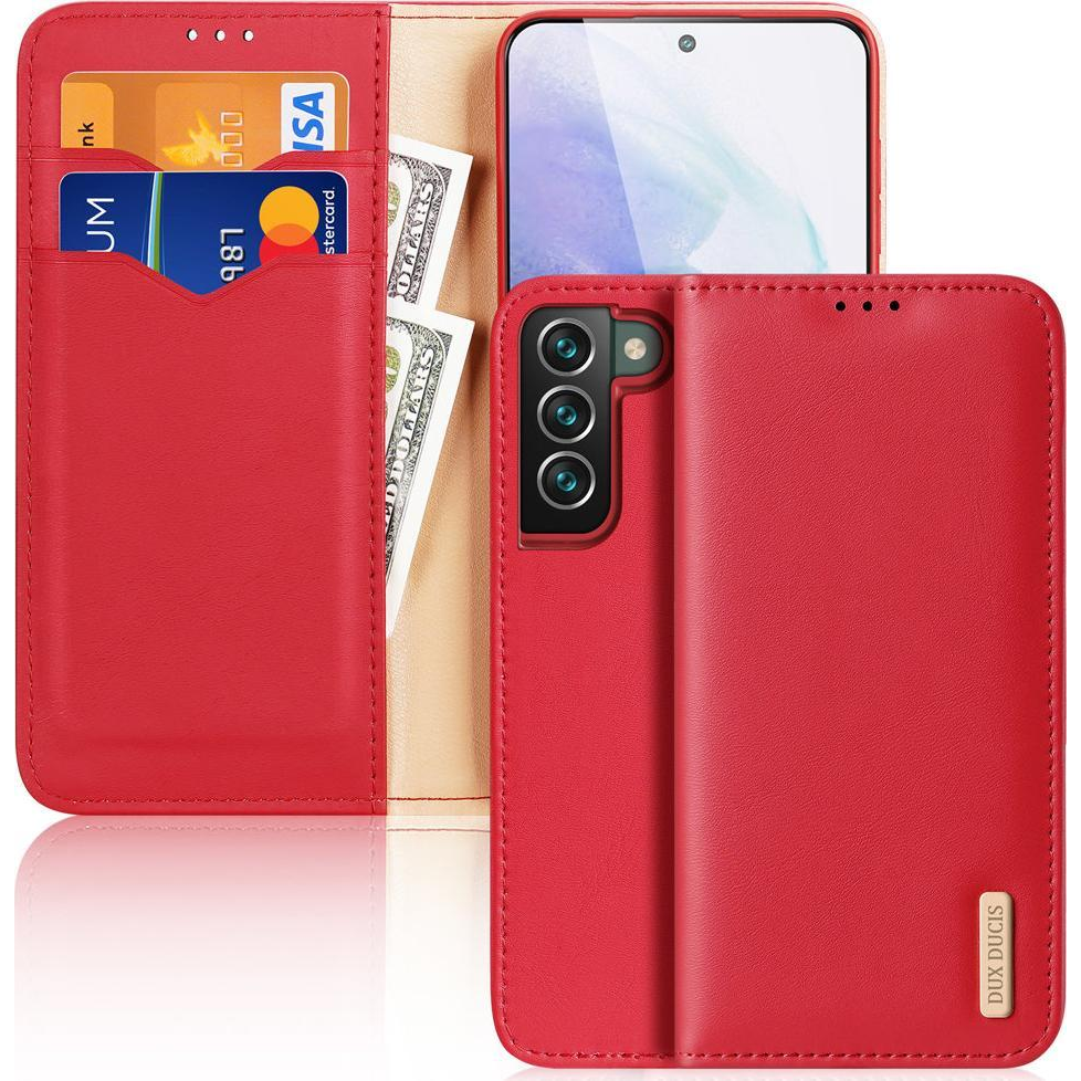 Dux ducis GP-111911 Tok - Samsung Galaxy S22 Plus 5G (SM-S906), Valódi bőr, Asztali Tartós, Piros (6934913043653)