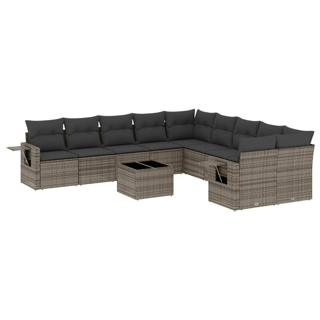 11 részes szürke polyrattan kerti ülőgarnitúra párnákkal (3253057)