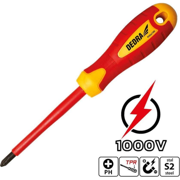 Dedra Csavarhúzó PH1x80 mm Szigetelt Mágneses