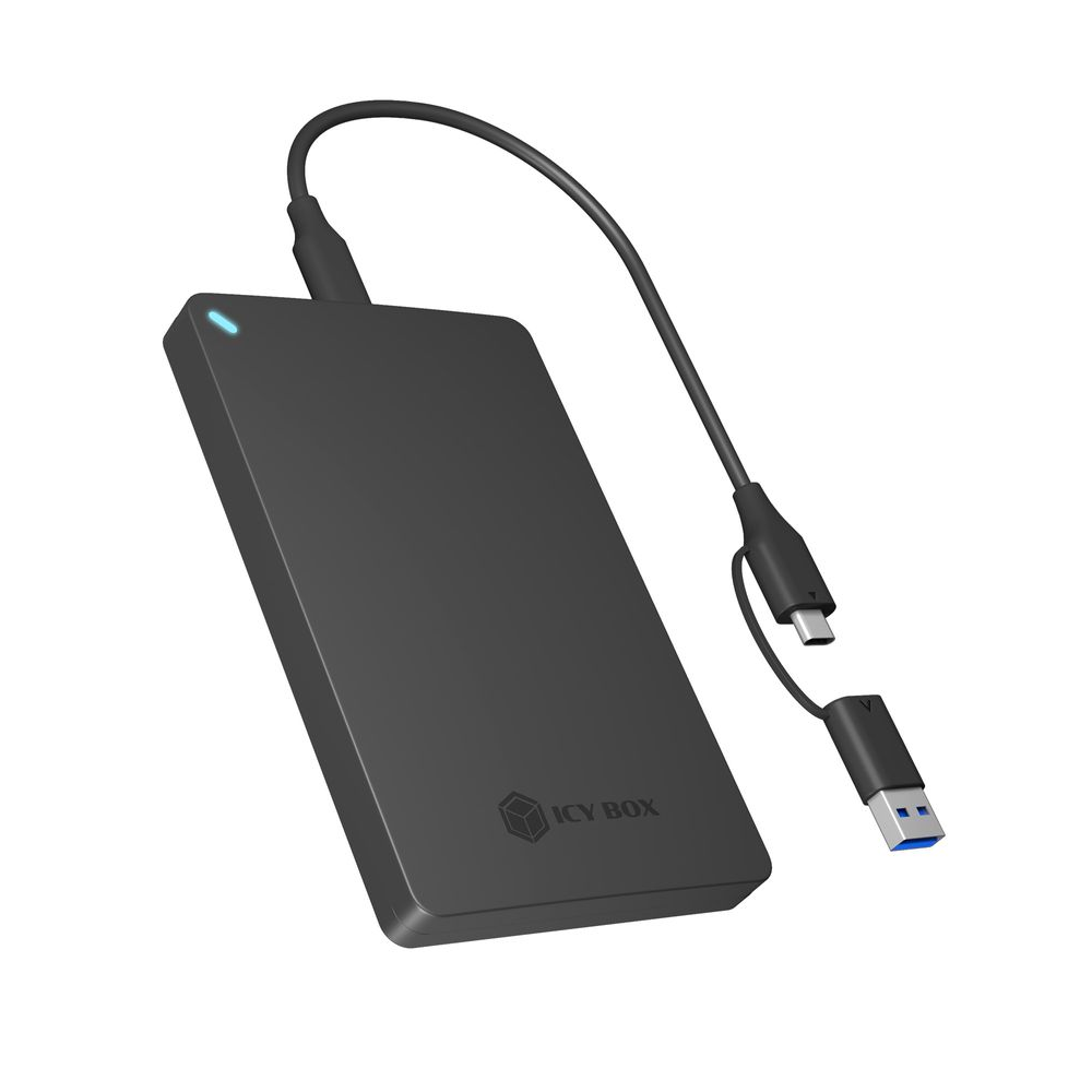 Raidsonic Icy Box IB-201T-CU31 2,5"-es SATA HDD/SSD ház USB 3.2 Gen 2 10Gb/s Type-C/A kombó kábellel (IB-201T-CU31)