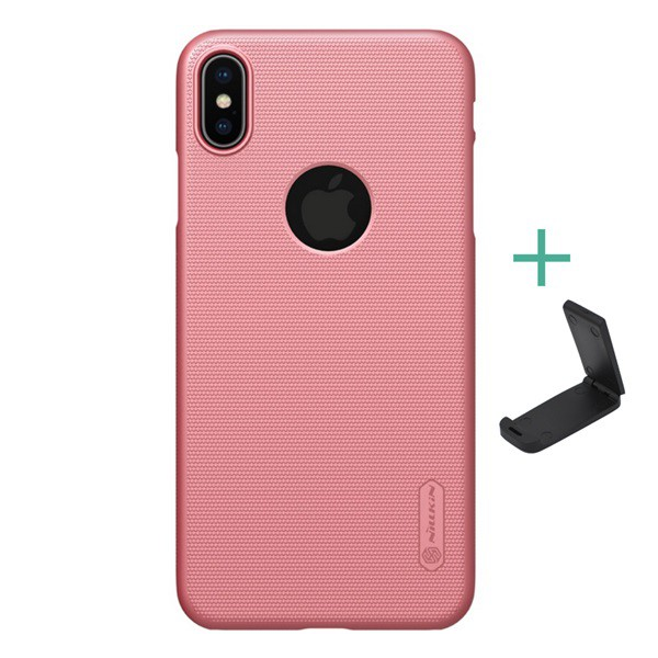 NILLKIN SUPER FROSTED műanyag telefonvédő (gumírozott, érdes felület, logo kivágás + asztali tartó) ROZÉARANY [Apple iPhone XS Max 6.5] (5996457808793)