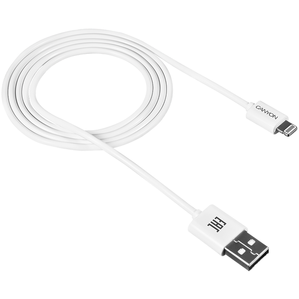 Canyon Lightning apa - USB-A apa Adat- és töltőkábel 1m - Fehér