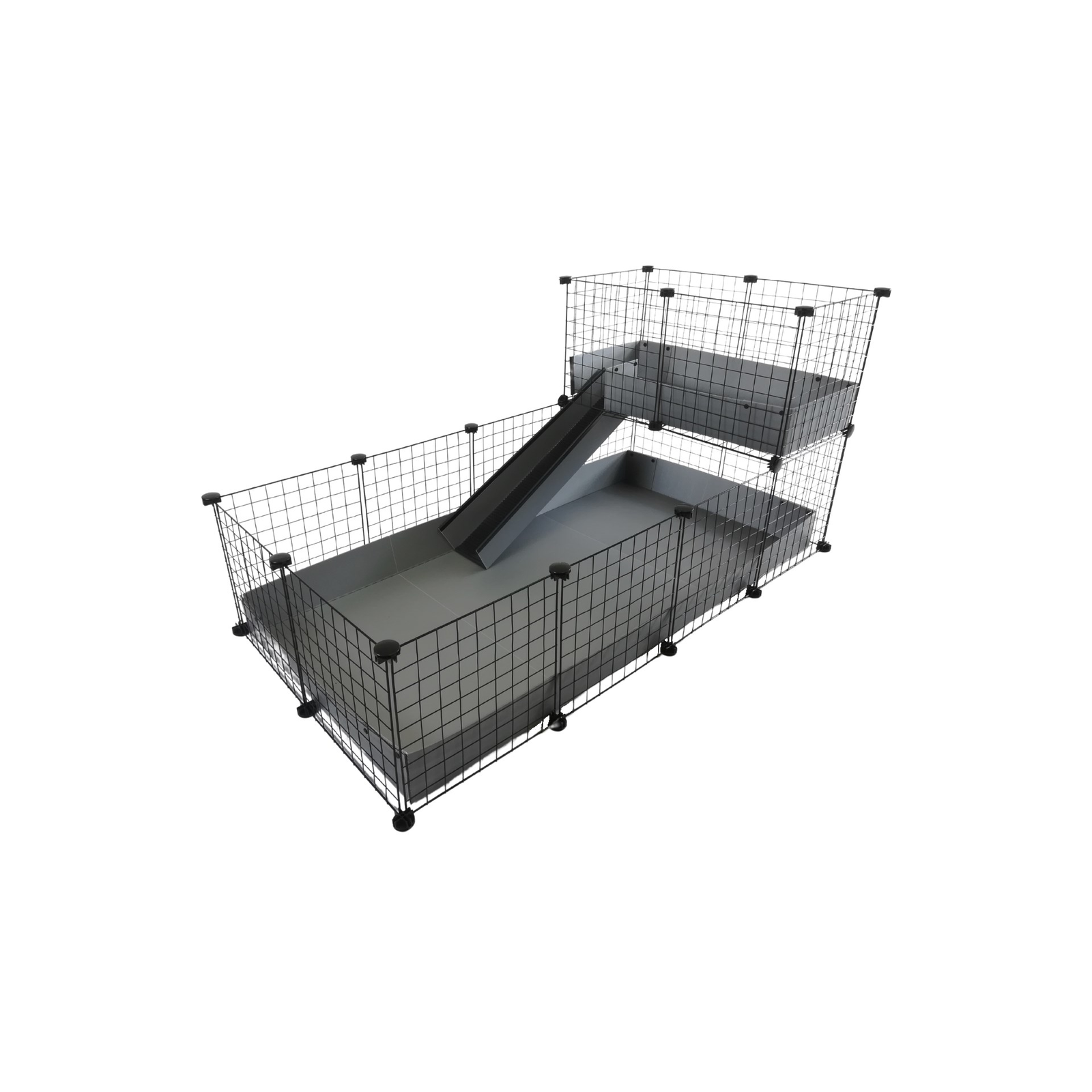 C&C Modular Beltéri fém Emeletes kisállat ketrec (145 x 75 x 75 cm) - Szürke