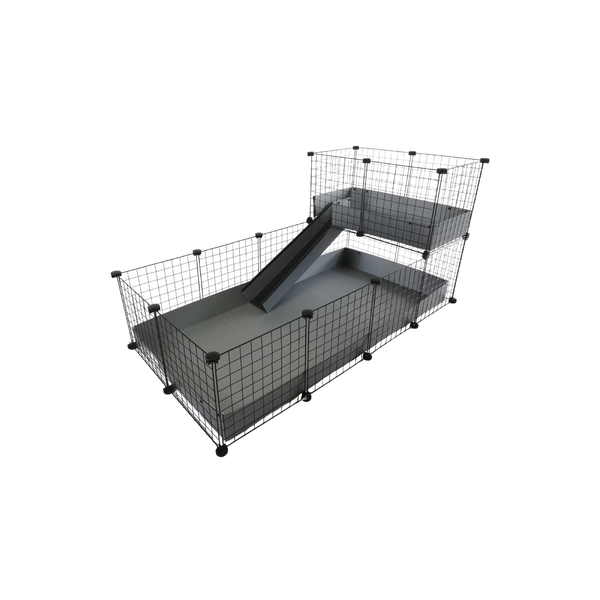 C&C Modular Beltéri fém Emeletes kisállat ketrec (145 x 75 x 75 cm) - Szürke