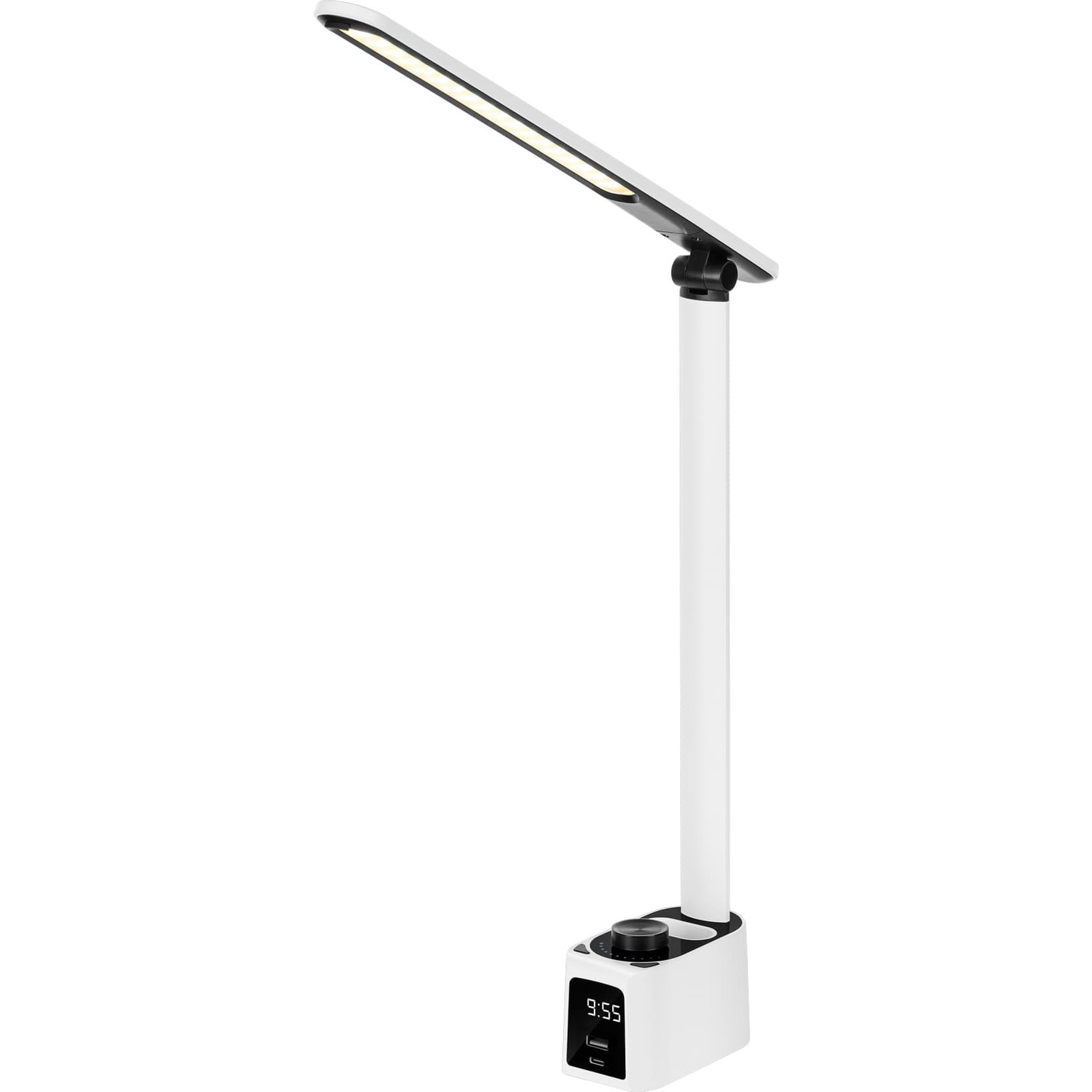 Rebel KOM1019 Stolní lampa s hodinami, 72 LED, bílá (KOM1019)