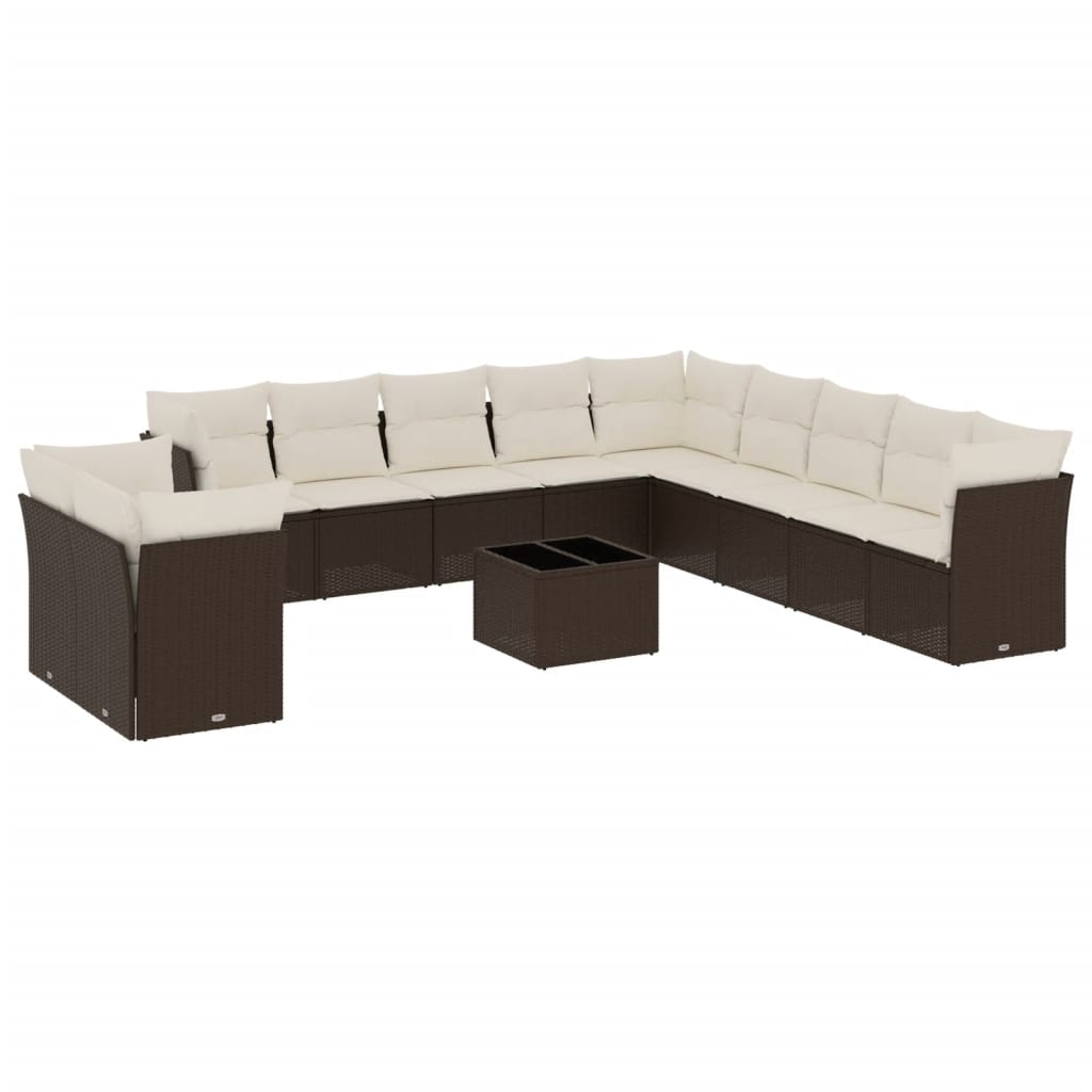 12 részes barna polyrattan kerti ülőgarnitúra párnákkal (3249732)