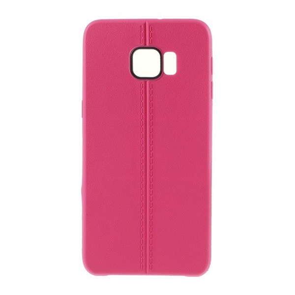 Szilikon telefonvédő (bőr hatású, varrás minta) RÓZSASZÍN [Samsung Galaxy S6 EDGE+ (SM-G928)] (5996457585380)