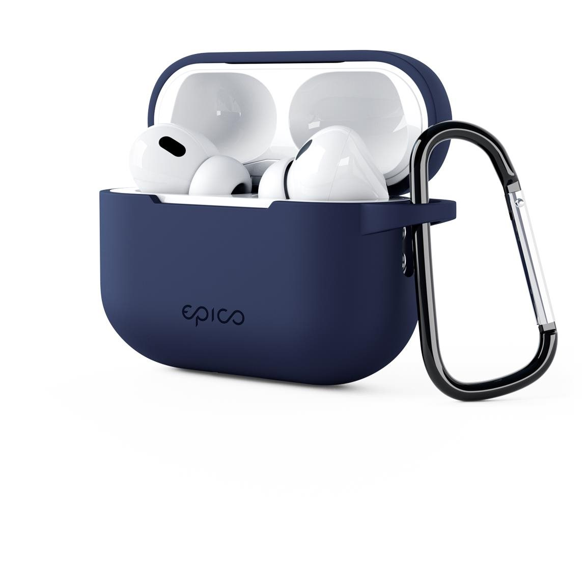 Epico Airpods Pro 2 sötétkék szilikon tok karabinerrel (9911101600026)