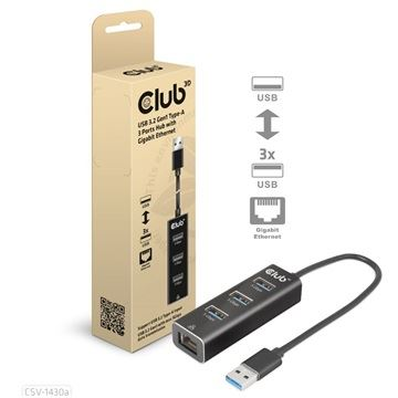 CLUB3D CSV-1430a Bedraad USB 3.2 Gen 1 (3.1 Gen 1) Type-A Zwart