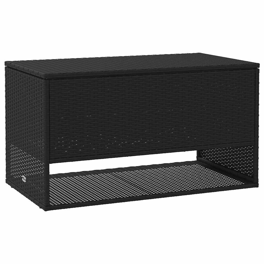 fekete polyrattan kültéri párna doboz 100x55x55,5 cm (4104141)