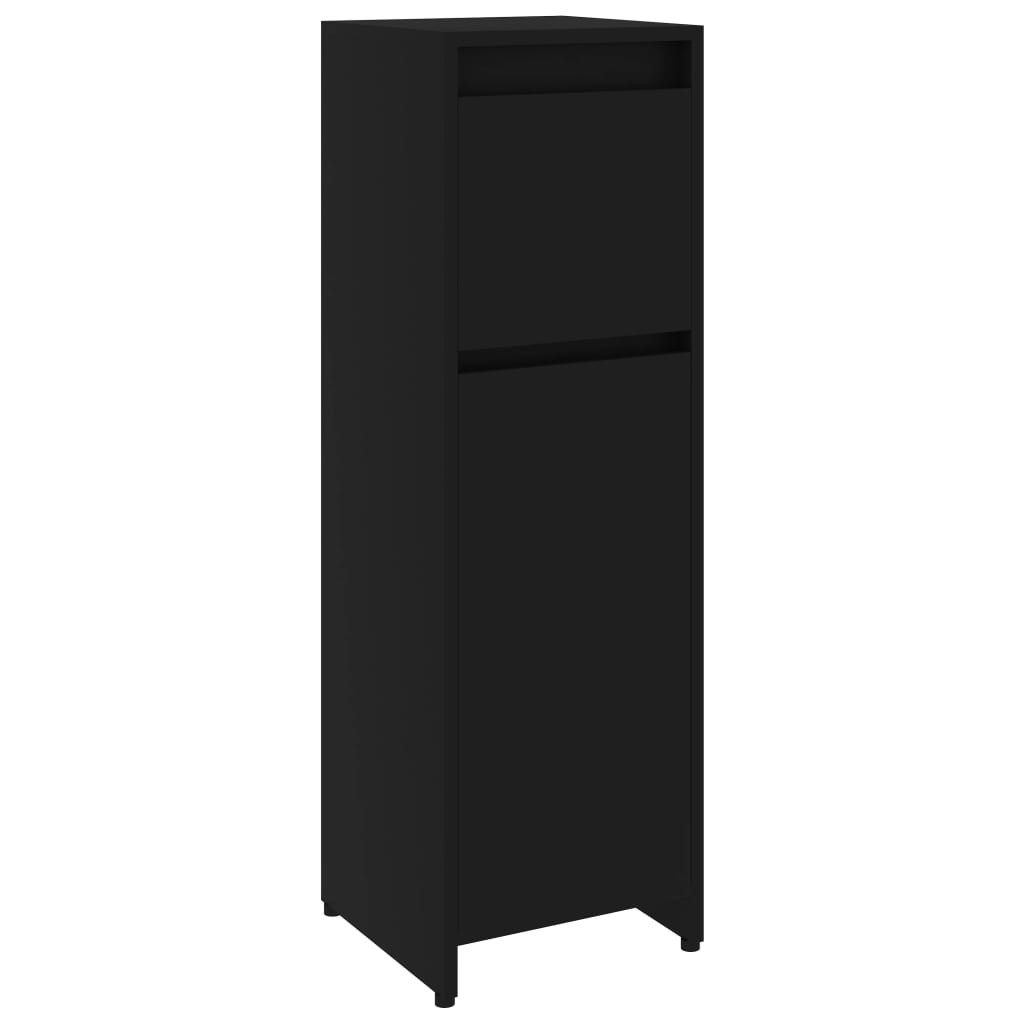 fekete forgácslap fürdőszobaszekrény 30 x 30 x 95 cm (802661)