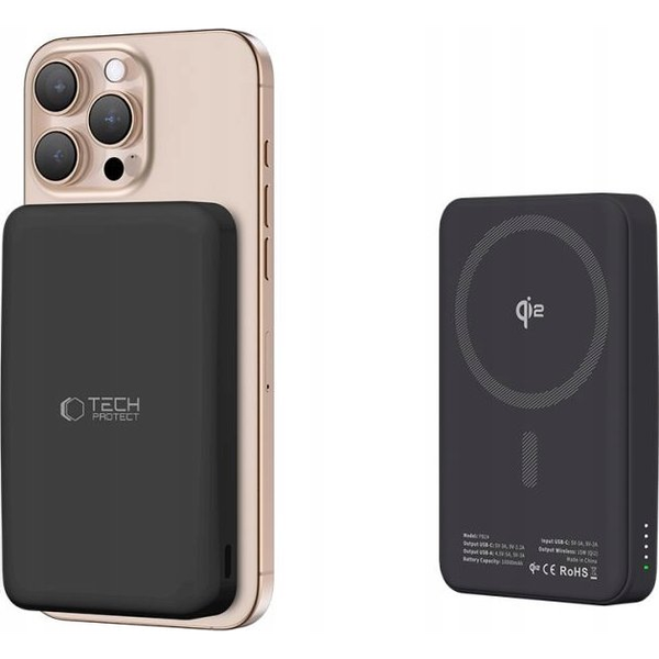 Tech-Protect PB24 LifeMag 10000mAh fekete vezeték nélküli power bank