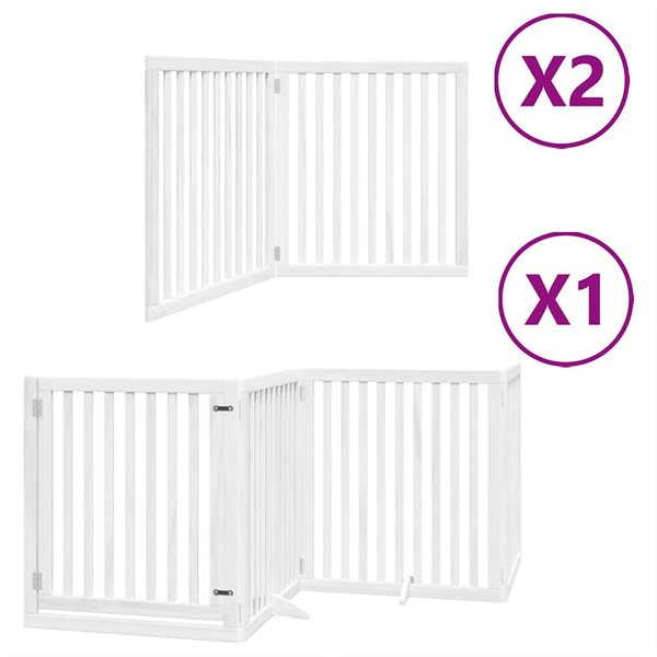 fehér nyárfa 8 paneles összecsukható kutyakapu ajtóval 640 cm