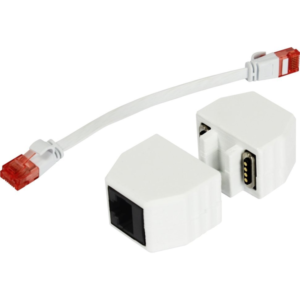 ALLNET TP-TP Kupplung CAT6A Buchse 1:1 8-pol. RJ45 magnetische Sicherungskupplung Abwurfbuchse PoE fähig bis zu 10GBit