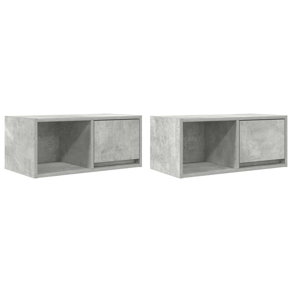 2 db betonszürke szerelt fa TV-szekrény 60x31x25,5 cm (861443)