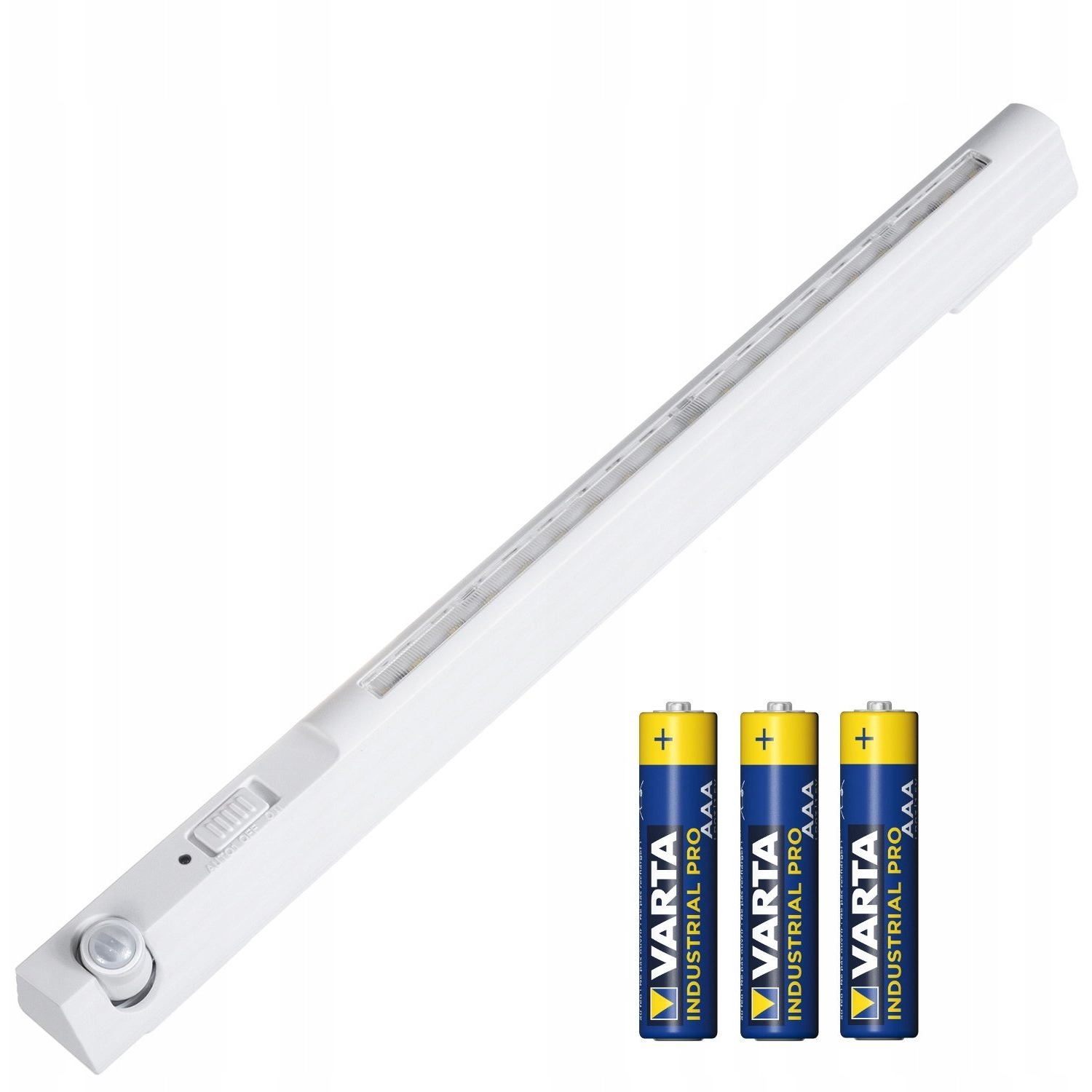 Maclean Lampa LED z ruchomym czujnikiem ruchu, haczyka, 3xAAA, ON/OFF/AUTO2, temp. 4000K, zasięg 3m, MCE235 + Bateria R-03 LR03 AAA