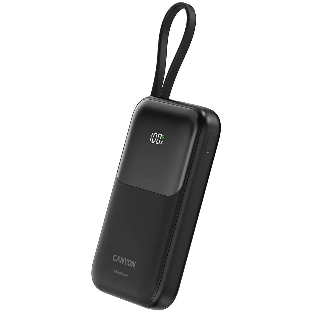 Canyon OnPower 101 10000mAh Power Bank beépített kábellel fekete (CNS-CPB101BK) (CNS-CPB101BK)