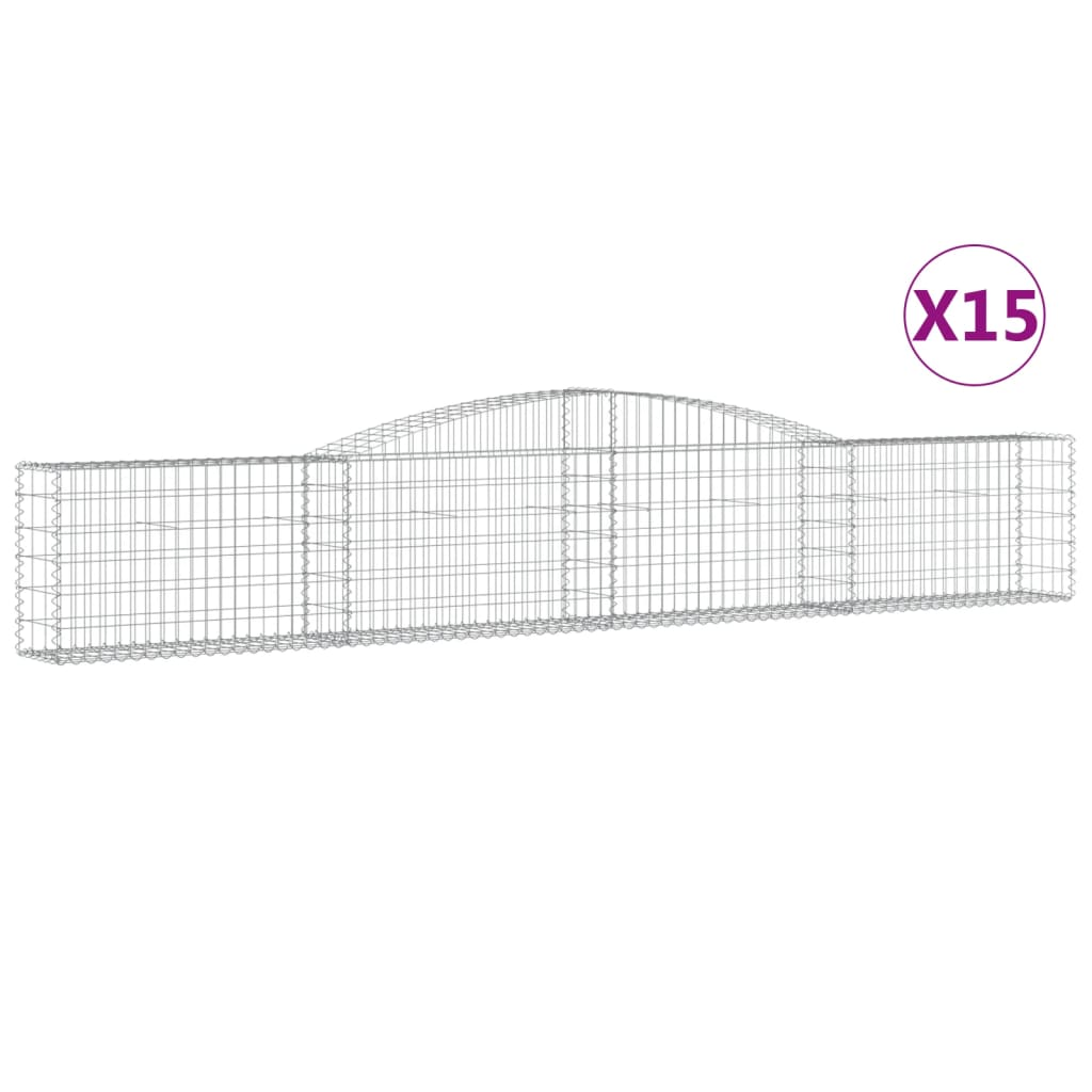 15 db íves horganyzott vas gabion kosár 400x30x60/80 cm (3146849)