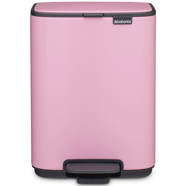 Brabantia Bo Pedal Bin pedálos hulladékgyűjtő szagmentesen záródó Soft-Close fedél, karcsú, négyzetes forma, műanyag tartály, 4L - A méret, acél, rózsaszín-lila - 255342