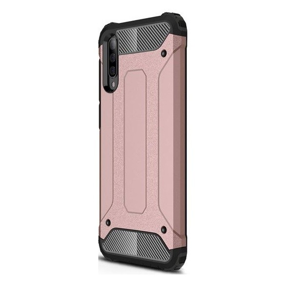Samsung Galaxy M30 SM-M305F, Műanyag hátlap védőtok, Defender, fémhatású, vörösarany (87456)