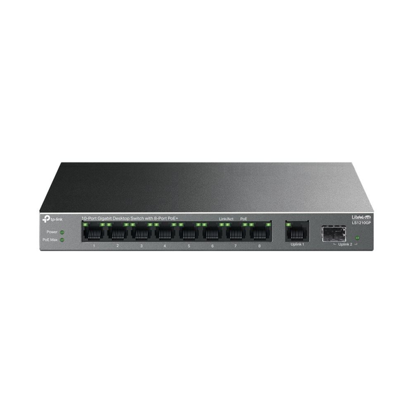 TP-Link LiteWave LS1210GP мрежов суич Неуправляем Gigabit Ethernet (10/100/1000) Захранване по Ethernet (PoE) Черен
