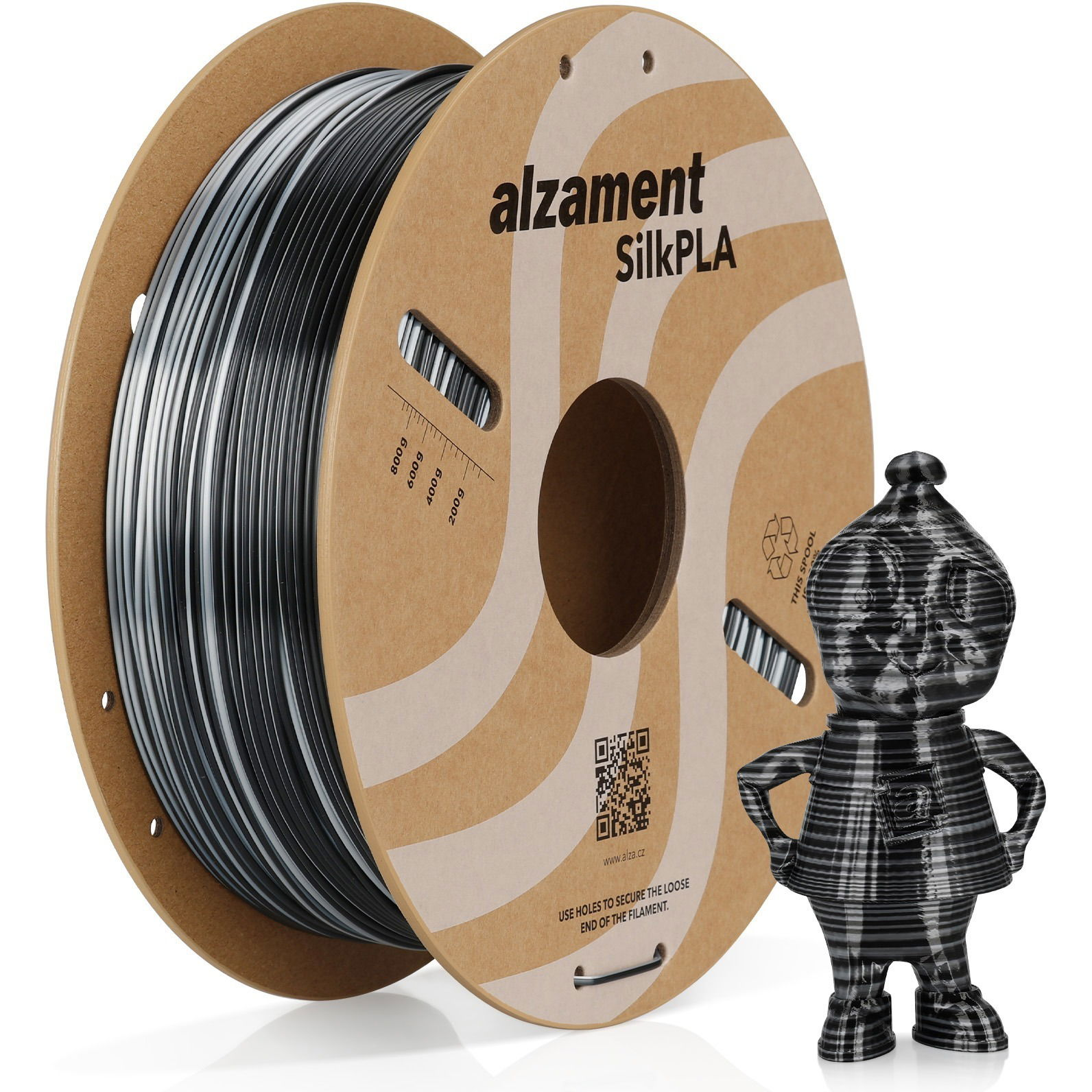 Alzament PLA Silk Candy 1 kg Black + Silver (ALZMNTSC01)