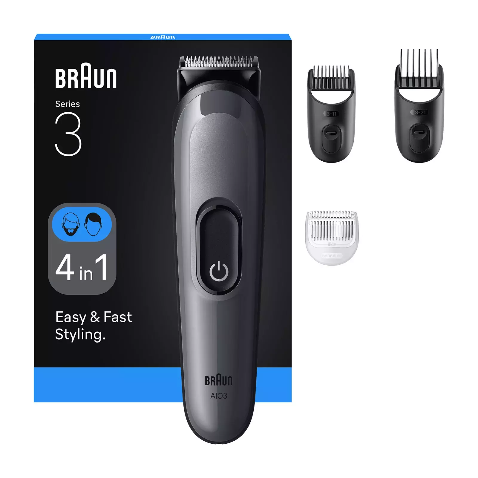 Braun AIO 3500 All-in-One Style Kit Vezeték nélküli Haj- ls szakállnyíró - Fekete/Szürke (245197)