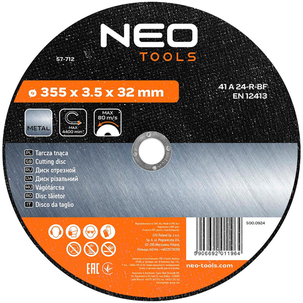 Tarcza tnąca do metalu 350 x 3.5 x 32.0 mm, 41 A24-R-BF