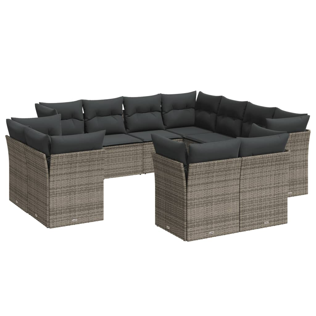 11 részes szürke polyrattan kerti ülőgarnitúra párnákkal (3250349)
