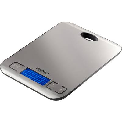 VOLTCRAFT Levélmérleg Mérési tartomány (max.) 5 kg Leolvashatóság 1 g Elemekről üzemeltetett Nemesacél (TS-5000/1-Alu)