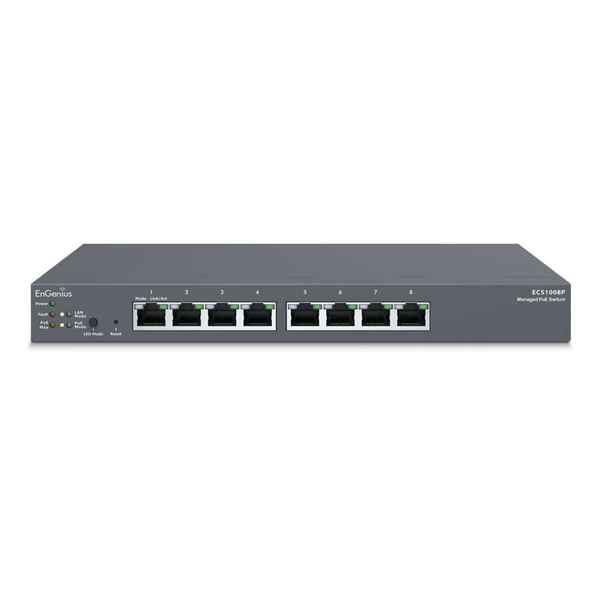 EnGenius ECS1008P netwerk-switch Managed L2 Gigabit Ethernet (10/100/1000) Power over Ethernet (PoE) Zwart