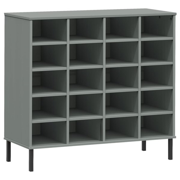 Етажерка за обувки с метални крака vidaXL, Сива, 95x35x86 см, масив OSLO, 25.1 Kg
