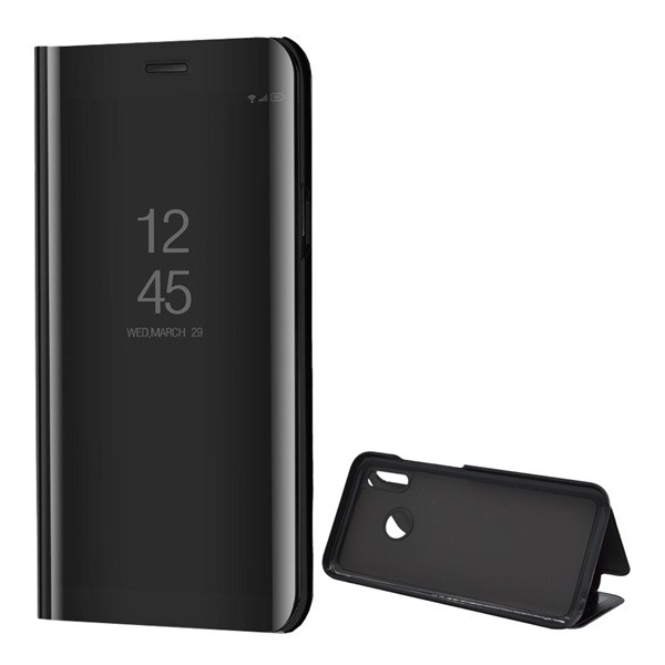 Tok álló (aktív FLIP, oldalra nyíló, asztali tartó funkció, tükrös felület, Mirror View Case) FEKETE [Huawei P Smart (2019)] (5996457866236)