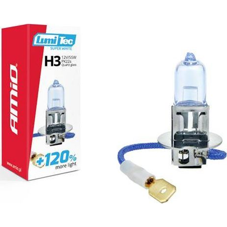  AMiO Żarówka halogenowa H3 12V 55W LumiTec SuperWhite +120%