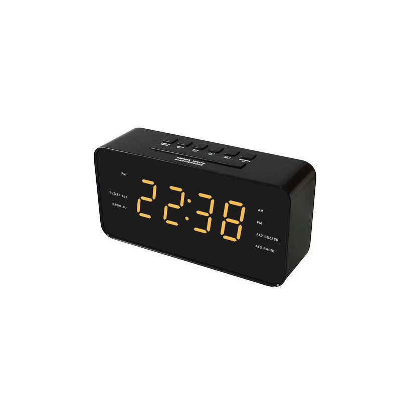 Bravo fekete rádiós ébresztőóra, narancssárga számokkal (B-5185Y) (B-5185Y)