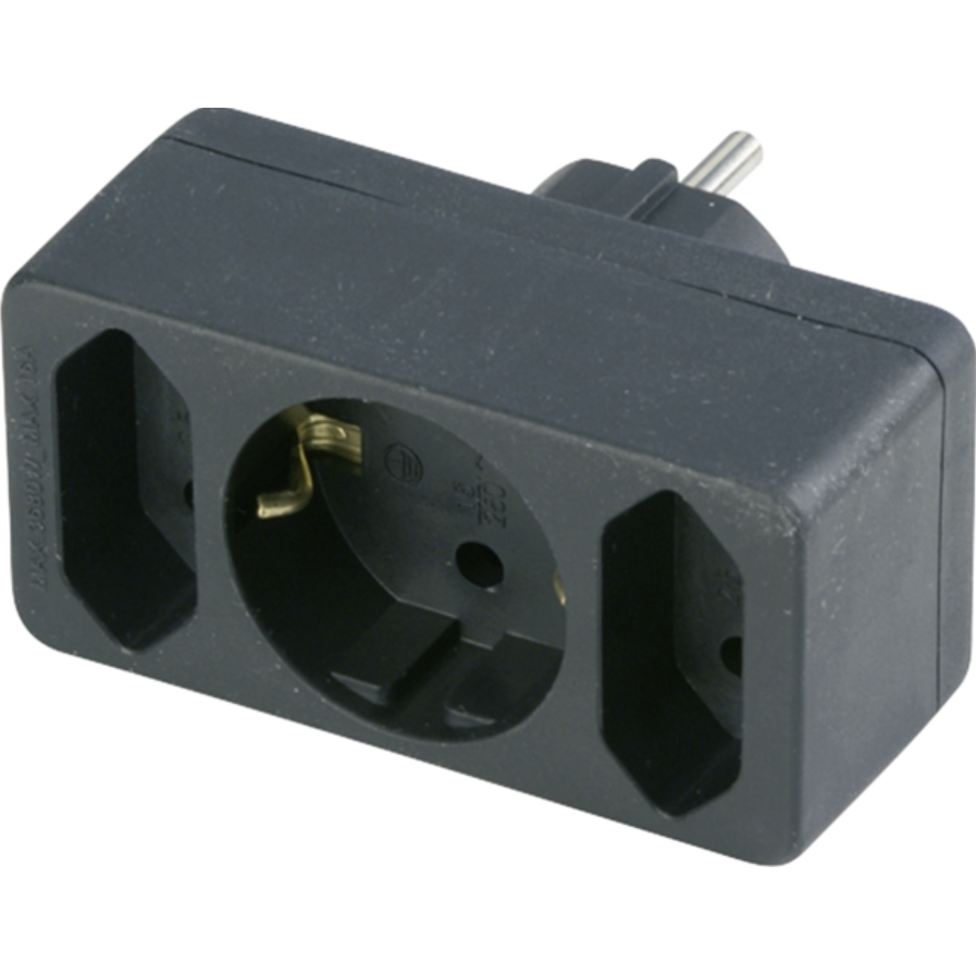 REV 250V elosztó 3 aljzatos - Fekete (0512733777 SCHWA)