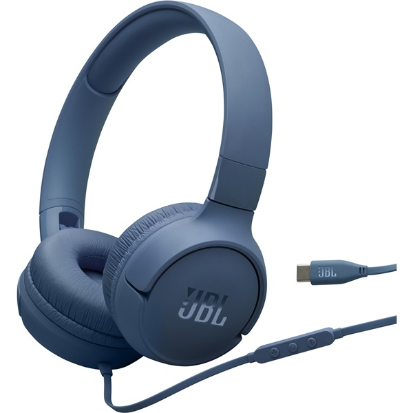 Drátová sluchátka JBL Tune 520C USB-C přes uši mikrofon modrá