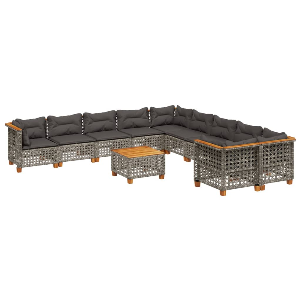 11 részes szürke polyrattan kerti ülőgarnitúra párnákkal (3262053)