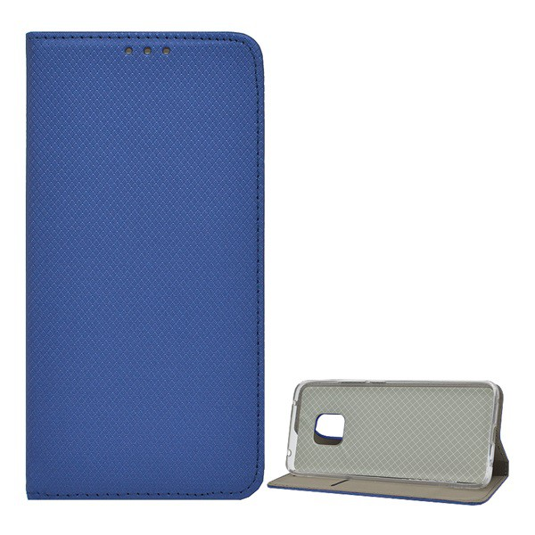 Tok álló, bőr hatású (FLIP, oldalra nyíló, asztali tartó funkció, rombusz minta) SÖTÉTKÉK [Huawei Mate 20 Pro] (5996457816026)