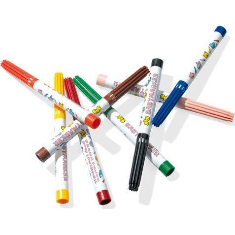 SES Creative My First Baby Markers evidenziatore 8 pz Tipo di punta Nero, Blu, Marrone, Verde, Arancione, Rosa, Rosso, Giallo