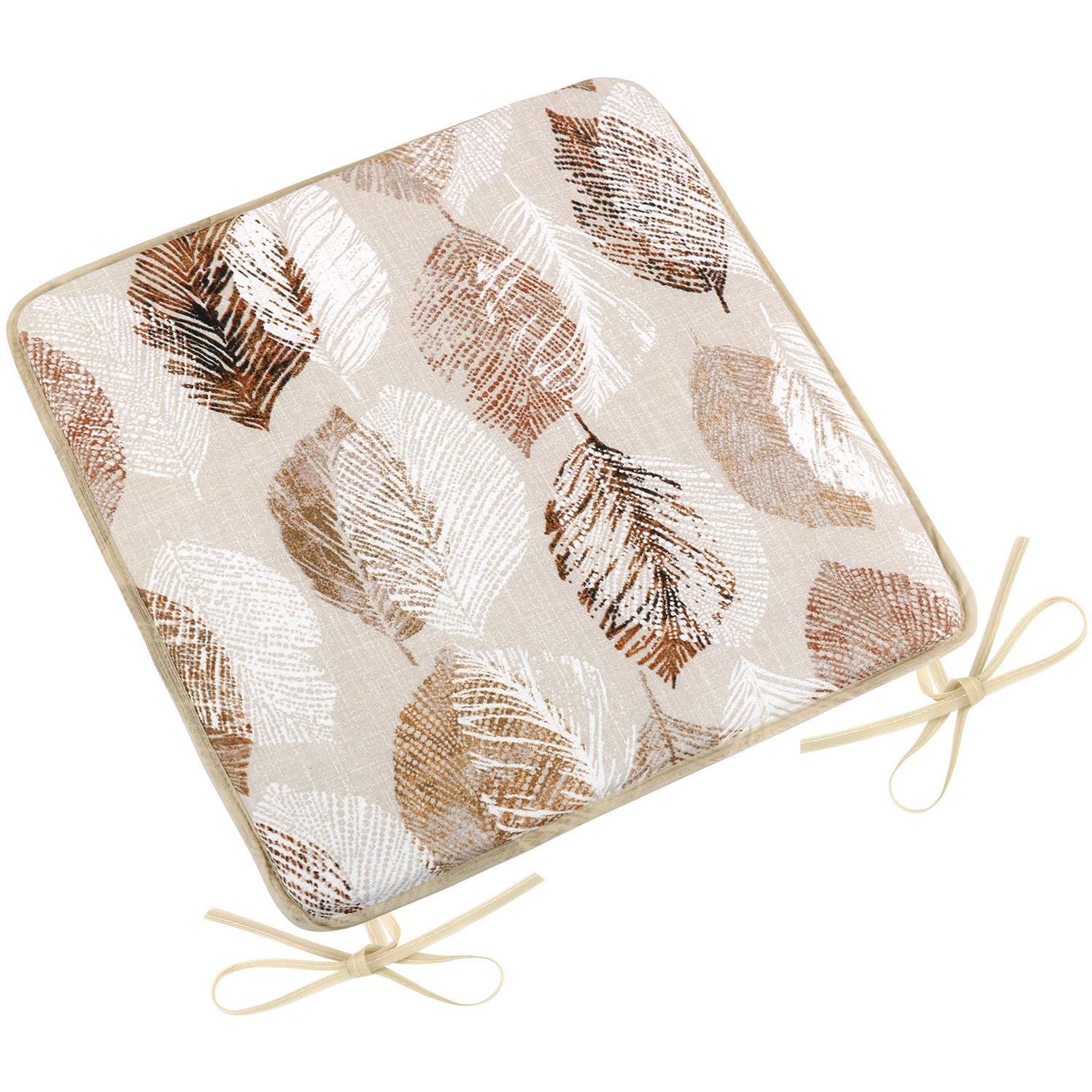 BELLATEX Seat cushion EMA 34/565 smooth 40 × 40 cm Beige leaves (12056)