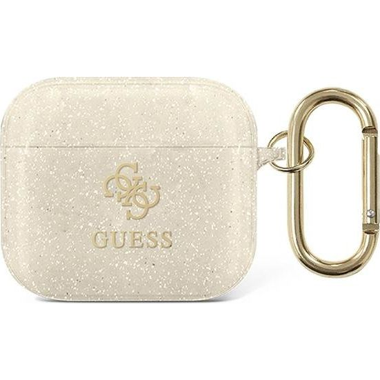 Funda Guess Silicona Para Apple Airpods 3 Blanca Glitter Modelo Gua3ucg4gd