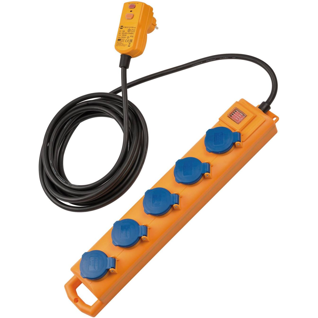 Brennenstuhl 1159900805 Elosztó kapcsolóval 5 részes Sárga Védőérintkezős 5m (b1159900805)